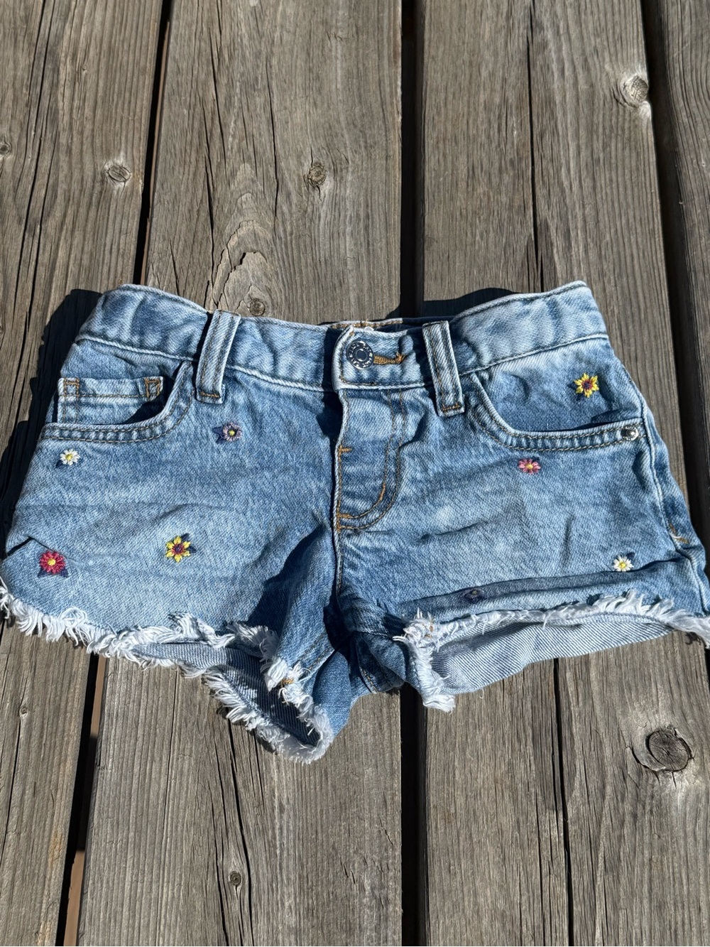 Cat & Jack Girls 4T Blue Stretch Denim Floral Shorts